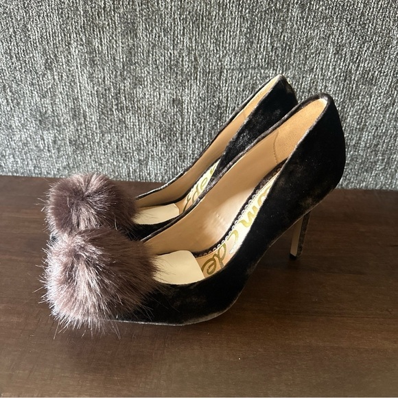 Sam Edelman Haroldson Pump Heels Women's Size 6.5 Dark Brown Event Formal Pom - Picture 4 of 11